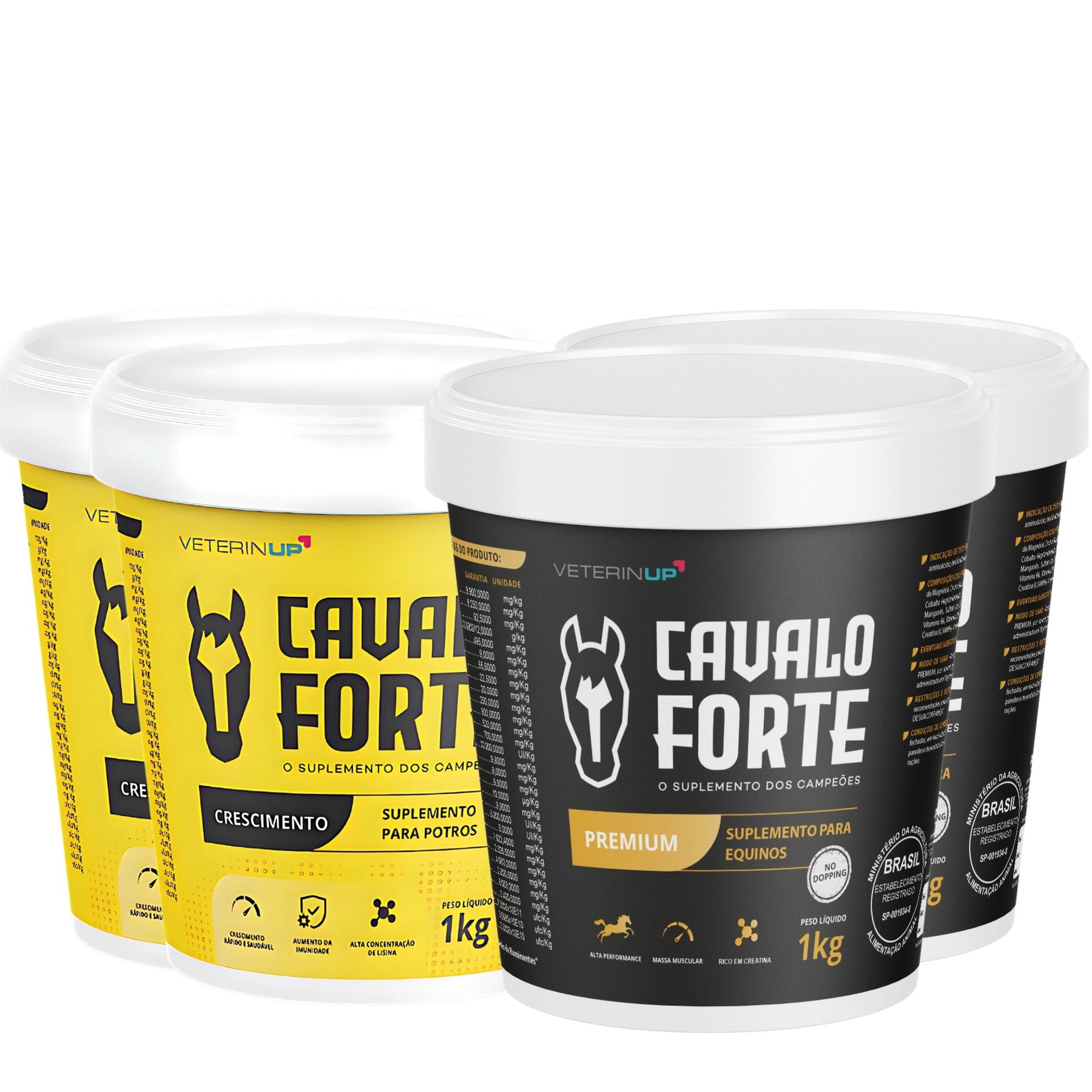 Kit Suplemento Cavalo Forte 2Kg Cavalo Forte Premium + 2Kg Crescimento 1kg cada